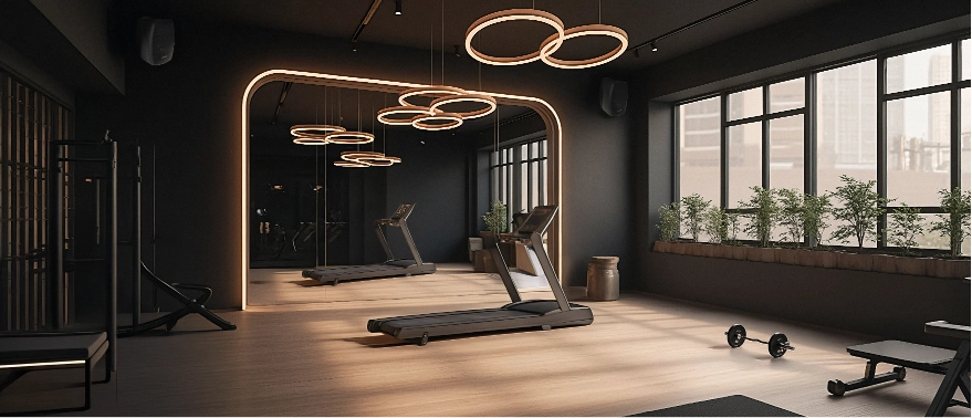 Ambiente de academia iluminado com led