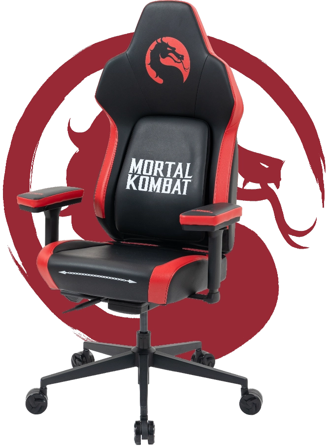 Cadeira CORE Smart MORTAL KOMBAT EDITION com fundo vermelho