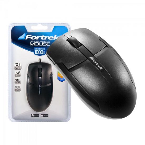 Mouse USB 1000dpi OM-101BK Preto FORTREK 