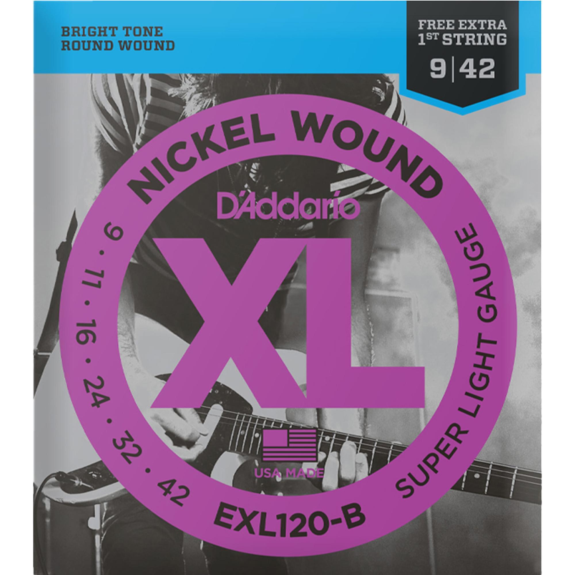 Encordoamento Guitarra .009-.042 XL Nickel EXL120-B D\'Addario Com Corda