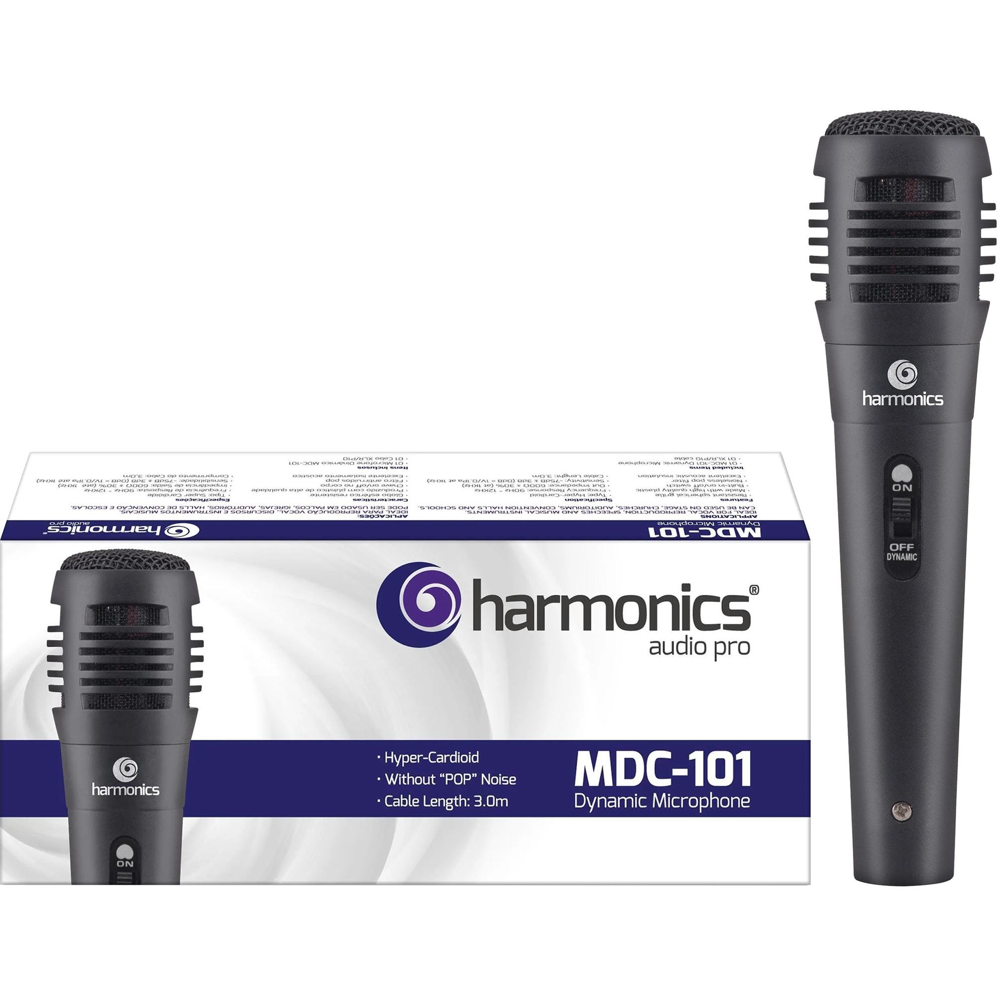 Microfone Harmonics MDC101 Dinâmico Supercardióide Preto