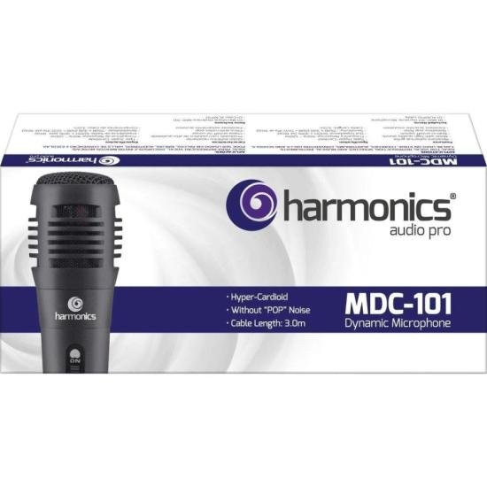Microfone Dinâmico Supercardióide Cabo 3m MDC101 Preto HARMONICS 