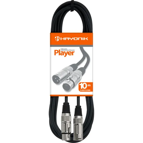 Cabo para Microfone Hayonik Player XLR(F) X XLR(M) 10m Preto