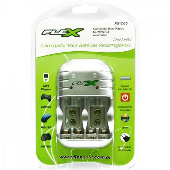 Carregador de Pilhas AA/AAA/9V FXC03 Bivolt FLEX