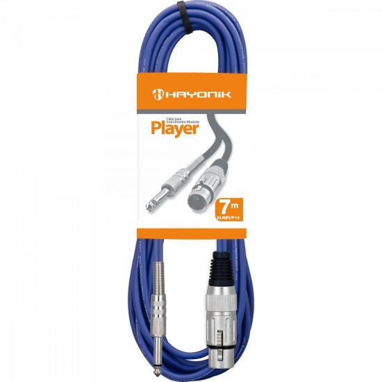 Cabo para Microfone XLR(F) X P10 7m PLAYER Azul HAYONIK Cabo para Microfone XLR(F) X P10 7m PLAYER Azul HAYONIK