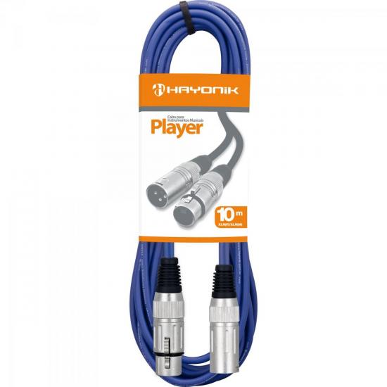 Cabo para Microfone XLR(F) X XLR(M) 10m PLAYER Azul HAYONIK Cabo para Microfone XLR(F) X XLR(M) 10m PLAYER Azul HAYONIK