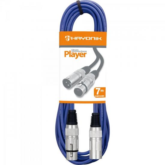 Cabo para Microfone XLR(F) X XLR(M) 7m PLAYER Azul HAYONIK Cabo para Microfone XLR(F) X XLR(M) 7m PLAYER Azul HAYONIK