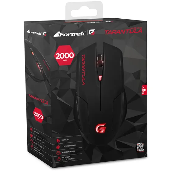 Mouse Gamer Fortrek Spider Tarantula OM702 Preto/Vermelho