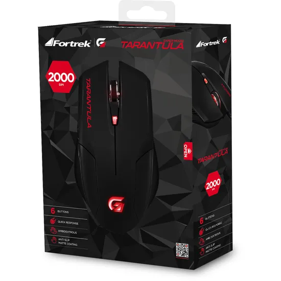 Mouse Gamer Fortrek Spider Tarantula OM702 Preto/Vermelho