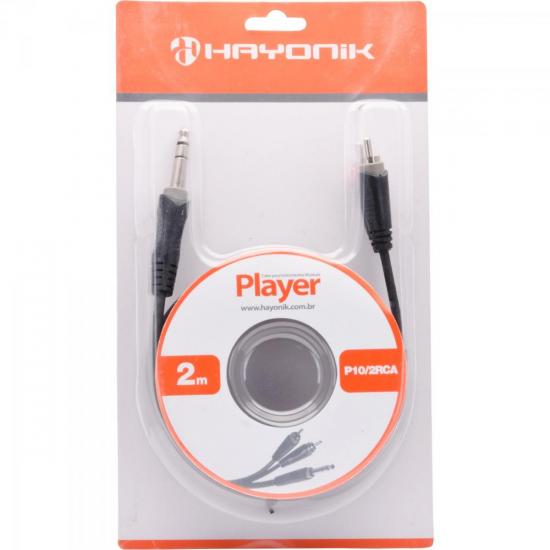 Cabo para Áudio 1P10 Estéreo X 2RCA 2m PLAYER Preto HAYONIK Cabo para Áudio 1P10 Estéreo X 2RCA 2m PLAYER Preto HAYONIK