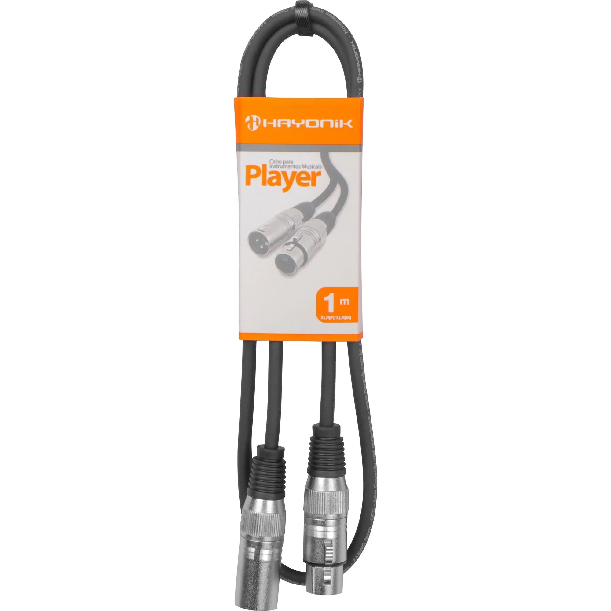 Cabo para Microfone Hayonik Player XLR(F) X XLR(M) 1m Preto