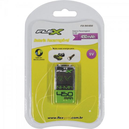 Bateria Recarregável 9V 450mAh FX9V450 Verde FLEX