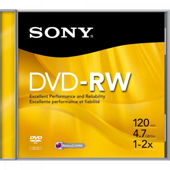 DVD-RW Slim Case 120 min 4.7GB 16x DMWE47SS SONY DVD-RW Slim Case 120 min 4.7GB 16x DMWE47SS SONY