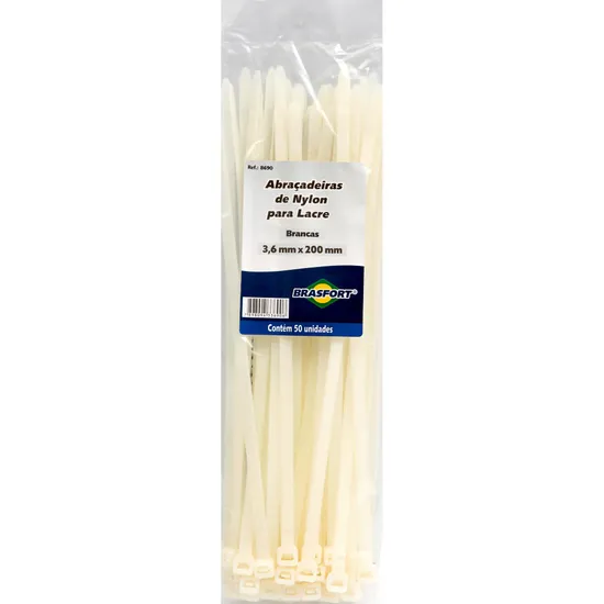 Abraçadeira Nylon 3,6x200mm Branca Brasfort