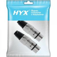 Conector XLR Fêmea 3 Pólos Niquelado HX001F Prata HYX