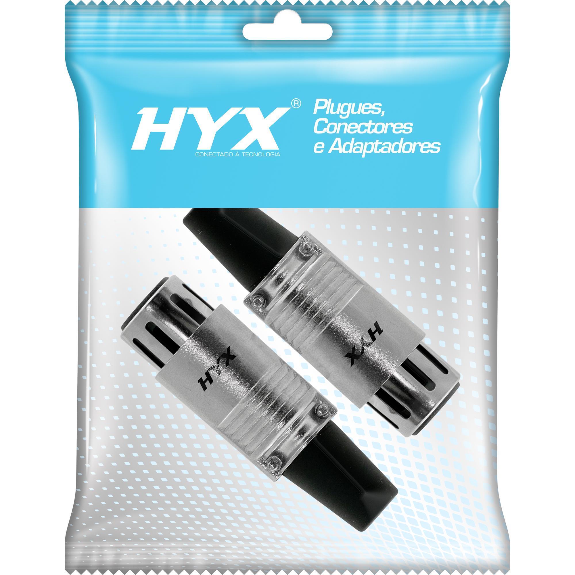 Conector XLR Fêmea 3 Pólos Niquelado HX028F HYX
