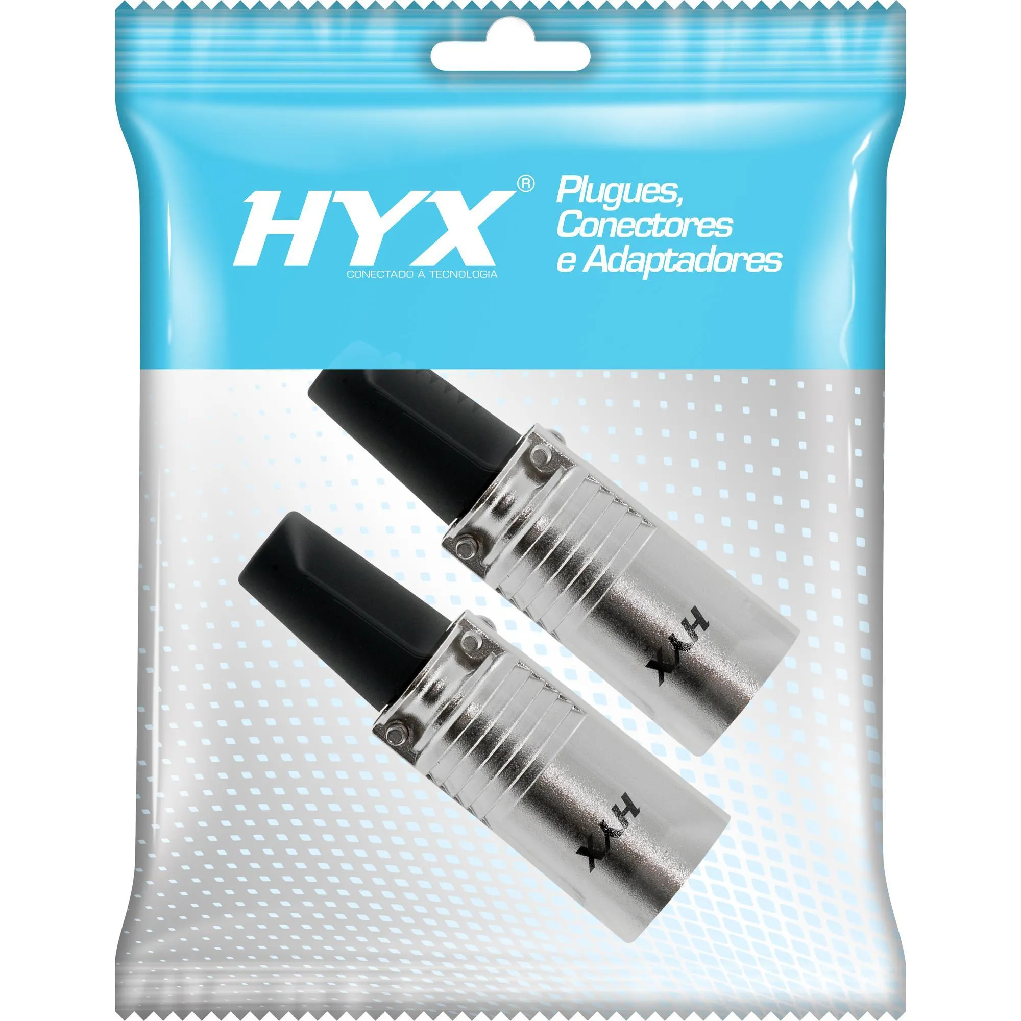 Conector XLR Macho 3 Pólos Niquelado HX028M HYX - Hayamax
