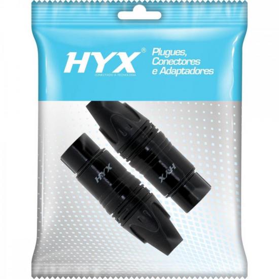 Conector XLR Fêmea 3 Pólos Niquelado HX081F Preto HYX 
