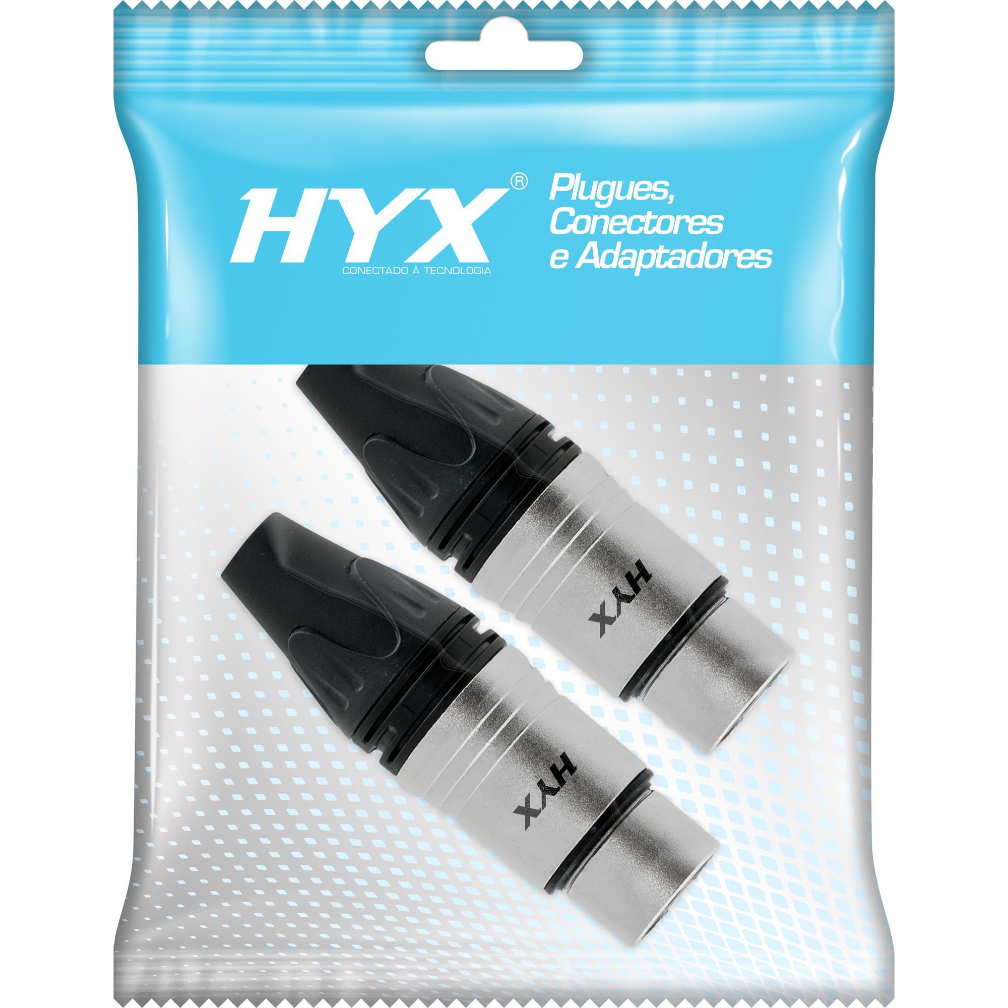 Conector XLR Fêmea 3 Pólos Niquelado HX082F HYX