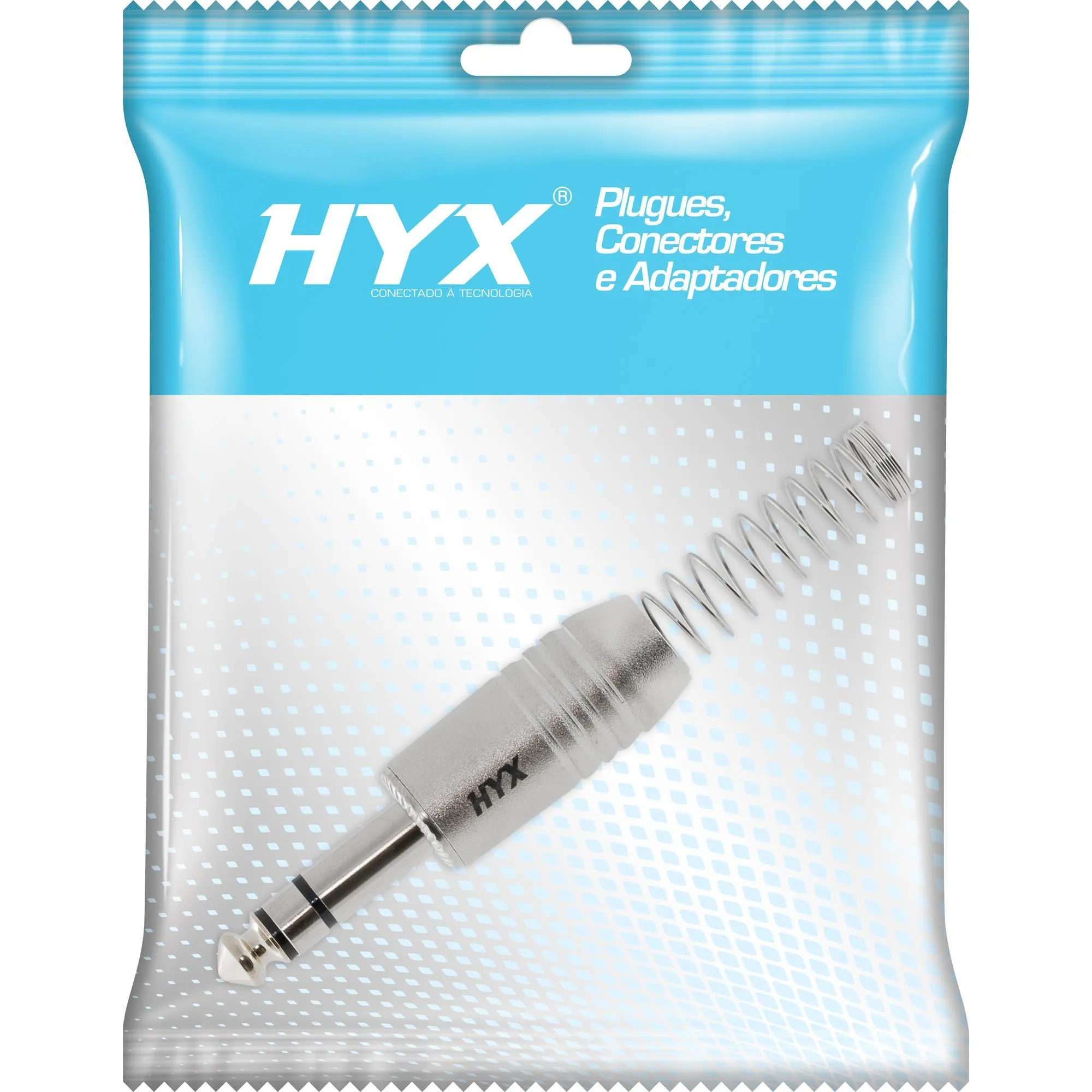 Conector P10 Macho Estéreo Niquelado HJ009S Prata HYX