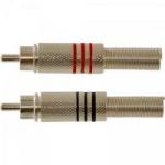 Plug RCA Macho Banhado a Ouro HRH001M Preto e Vermelho HYX