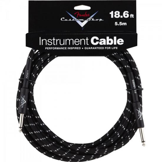 Cabo para Instrumentos P10 x P10 5,5m CUSTOM SHOP Preto Tweed FENDER Cabo para Instrumentos P10 x P10 5,5m CUSTOM SHOP Preto Tweed FENDER