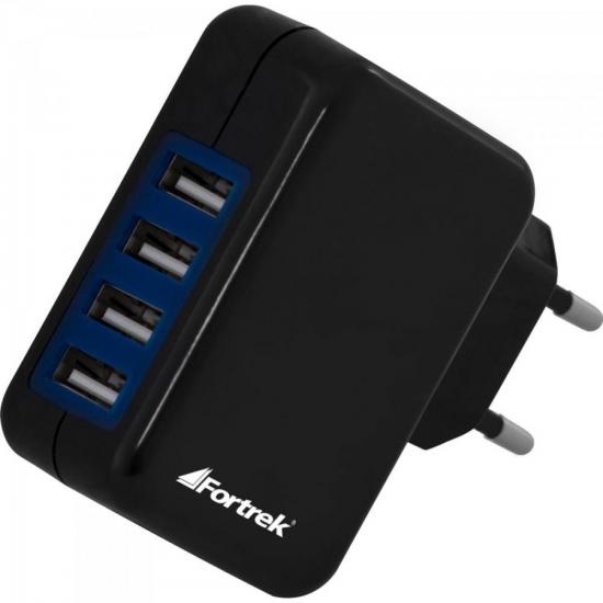 Fonte de Energia USB 4 Portas 4,2A UPS-101BK Preto FORTREK Fonte de Energia USB 4 Portas 4,2A UPS-101BK Preto FORTREK