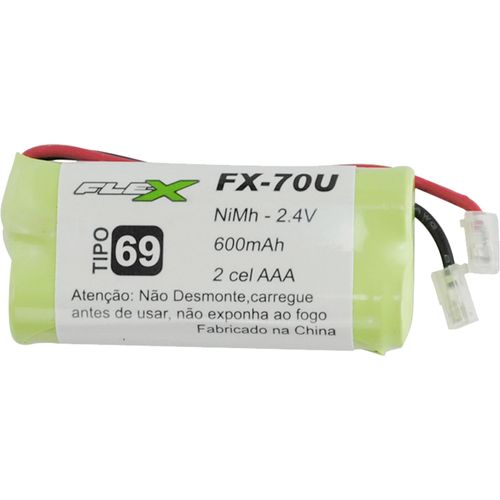 Bateria Universal Telefone Sem Fio 2,4V AAA 600mAh FX-70U Flex
