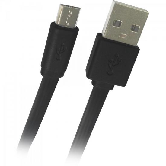 Cabo de Dados Micro USB Flat 1,8m UMI-401/1.8BK Preto FORTREK 