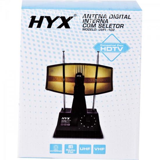 Antena Digital HDTV/UHF/VHF/FM Interna UVFI-102 Preta HYX 