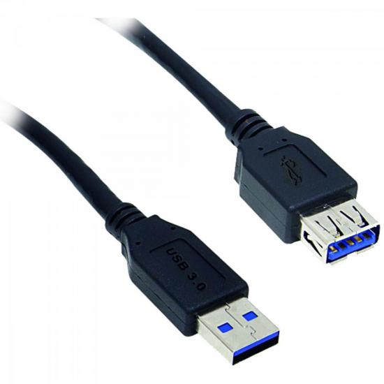 Cabo de Dados USB 3.0 A Macho x USB 3.0 A Fêmea 1,8m Preto Storm