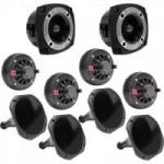 Kit Som Automotivo 120W RMS 8 Ohms 4 DRIVERS + 4 CORNETAS LONGAS + 2 SUPER TWEETERS ORION