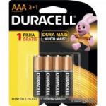 Pilha Alcalina AAA Leve 4/Pague 3 MN2400B4 Duracell Caixa c/48 pilhas (cartela c/4)