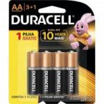 Pilha Alcalina AA Leve 4/Pague 3 MN1500B4 b4 Duracell Caixa c/48 pilhas (cartela c/4)