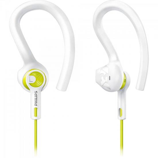 Fone de Ouvido Esportivo 3 em 1 SHQ1400LF/00 Branco/Amarelo PHILIPS Fone de Ouvido Esportivo 3 em 1 SHQ1400LF/00 Branco/Amarelo PHILIPS