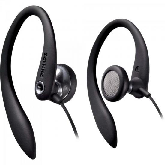Fone de Ouvido Esportivo Gancho de Orelha SHS3300BK/10 Preto PHILIPS Fone de Ouvido Esportivo Gancho de Orelha SHS3300BK/10 Preto PHILIPS