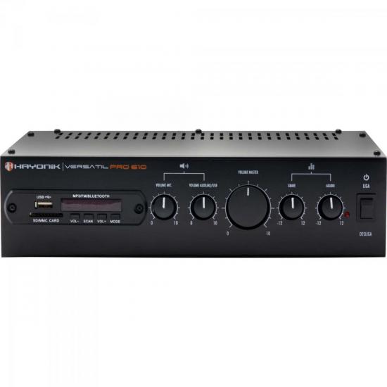 Amplificador 100W com Bluetooth VERSATIL PRO-610 Preto HAYONIK Amplificador 100W com Bluetooth VERSATIL PRO-610 Preto HAYONIK