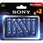 Pilha Alcalina AA Stamina Plus AM3-B6X2D Sony cartela c/8 pilhas