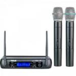 Microfone de Mão sem Fio Duplo UHF VWR-25MM Preto VOKAL