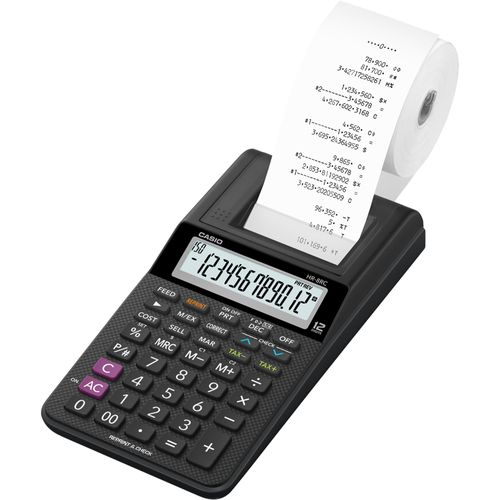 Calculadora Com Bobina Casio HR-8RC-WE-B-DC 12 Dígitos Preta