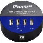 Carregador USB 4 Portas UCS-100 Preto/Azul EXBOM