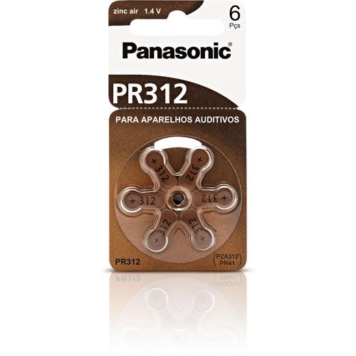 Pilha Zinco Auditiva 1,4V PR312H (C/6  Pilhas) Panasonic