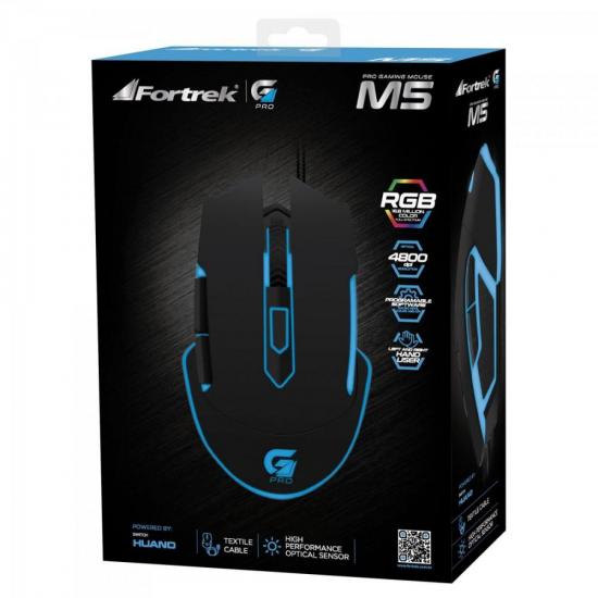 Mouse Gamer PRO M5 RGB Preto FORTREK 