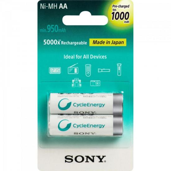 Pilha Recarregavel AA 1000mAh NiMh NH-AA-B2RN Sony cartela c/2 pilhas Pilha Recarregavel AA 1000mAh NiMh NH-AA-B2RN Sony cartela c/2 pilhas