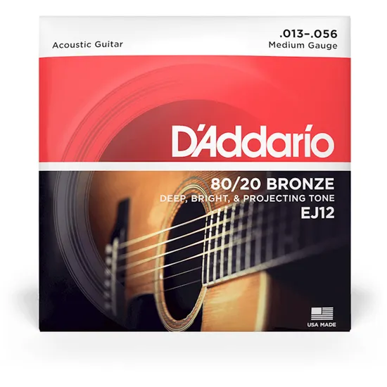 Encordoamento Violão Aço .013-.056 80/20 Bronze EJ12 D\'Addario