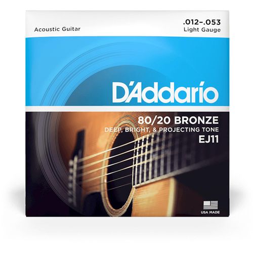 Encordoamento Violão Aço .012-.053 80/20 Bronze EJ11 D\'Addario