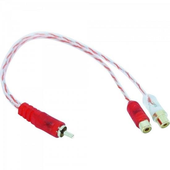 Cabo Coaxial Y 2RCA Fêmea X 1RCA Macho 25cm Cristal MXT Cabo Coaxial Y 2RCA Fêmea X 1RCA Macho 25cm Cristal MXT