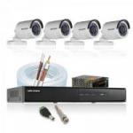 Kit CFTV Full HD 1080P DVR 4 Canais DS-7204HQHI-F1/N + 4 Câmeras Bullet DS-2CE16DOT-IRP HIKVISION