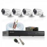 Kit CFTV HD 720P DVR 4 Canais DS-7204HGHI-F1 + 4 Câmeras Bullet DS-2CE16COT-IRPF HIKVISION