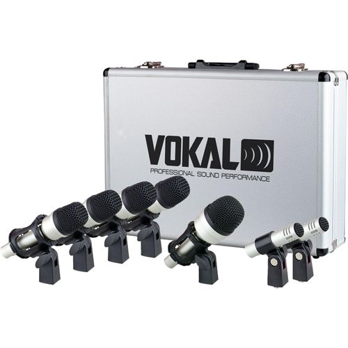 Kit de Microfone Para Bateria Vokal VDM-7 Com Phantom Power